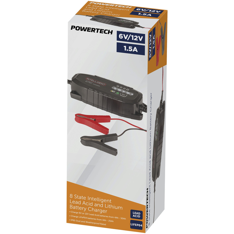 612VDC 1.5A 8-Step Intelligent Lead Acid and Lithium Battery Charger