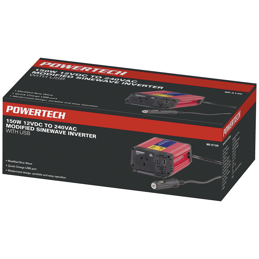 150W (450W Surge) 12VDC to 240VAC Inverter with USB
