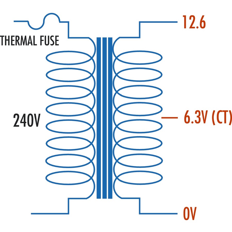 12.6V CT, 7VA 500mA Centre Tapped - Type 2853 Transformer 