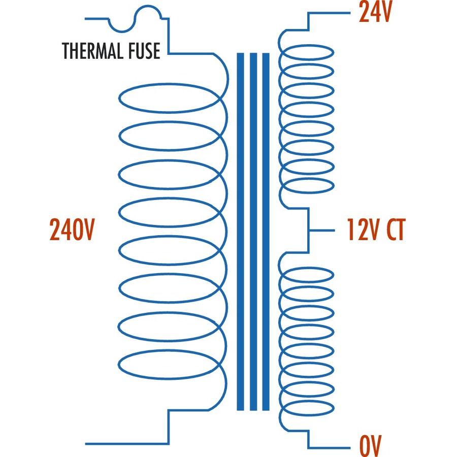 24V, 3.6VA 150mA Centre Tapped - Type 2854 Transformer 