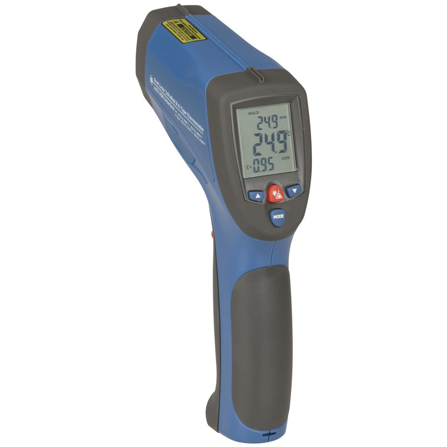 Pro High Temperature Non-Contact Thermometer with K-Type Probe Support and USB 
