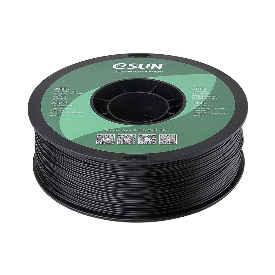 1.75mm Black eSUN ABS+ Filament 1kg Roll