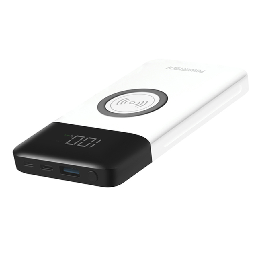 10,000mAh Power Bank with 2 x USB and Wireless Charger - White 