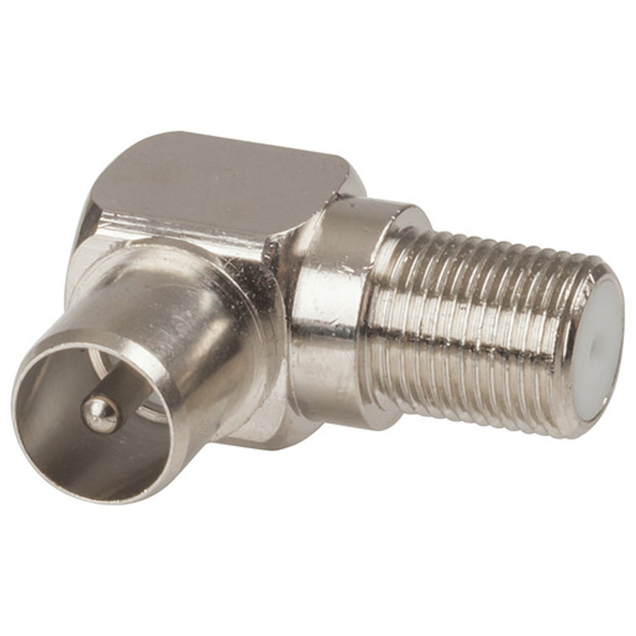 Adaptor 75 ohm TV Plug to F81 Socket Right Angle 