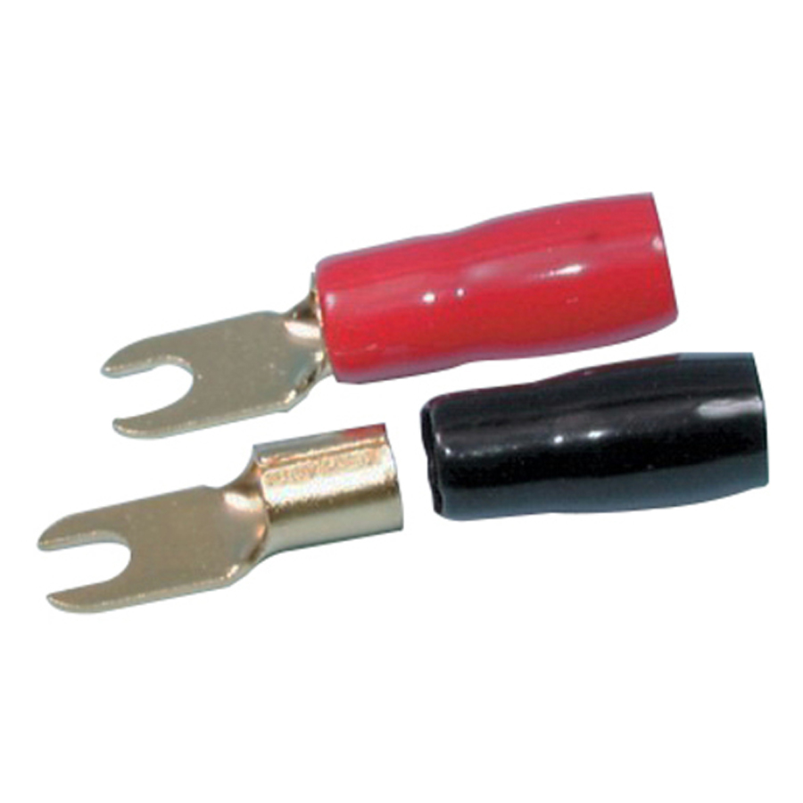 Red &amp; Black Forked Spade Terminals - Pack 