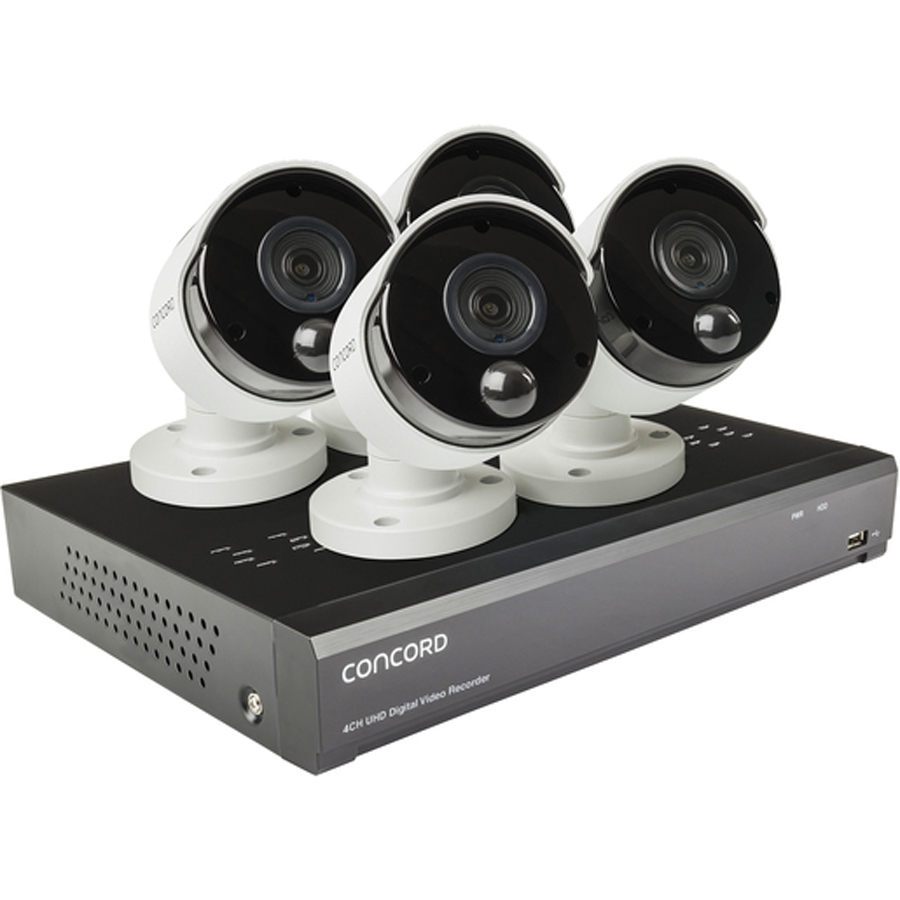 Concord 4 Channel 4K DVR Package - 4x4K PIR Cameras 