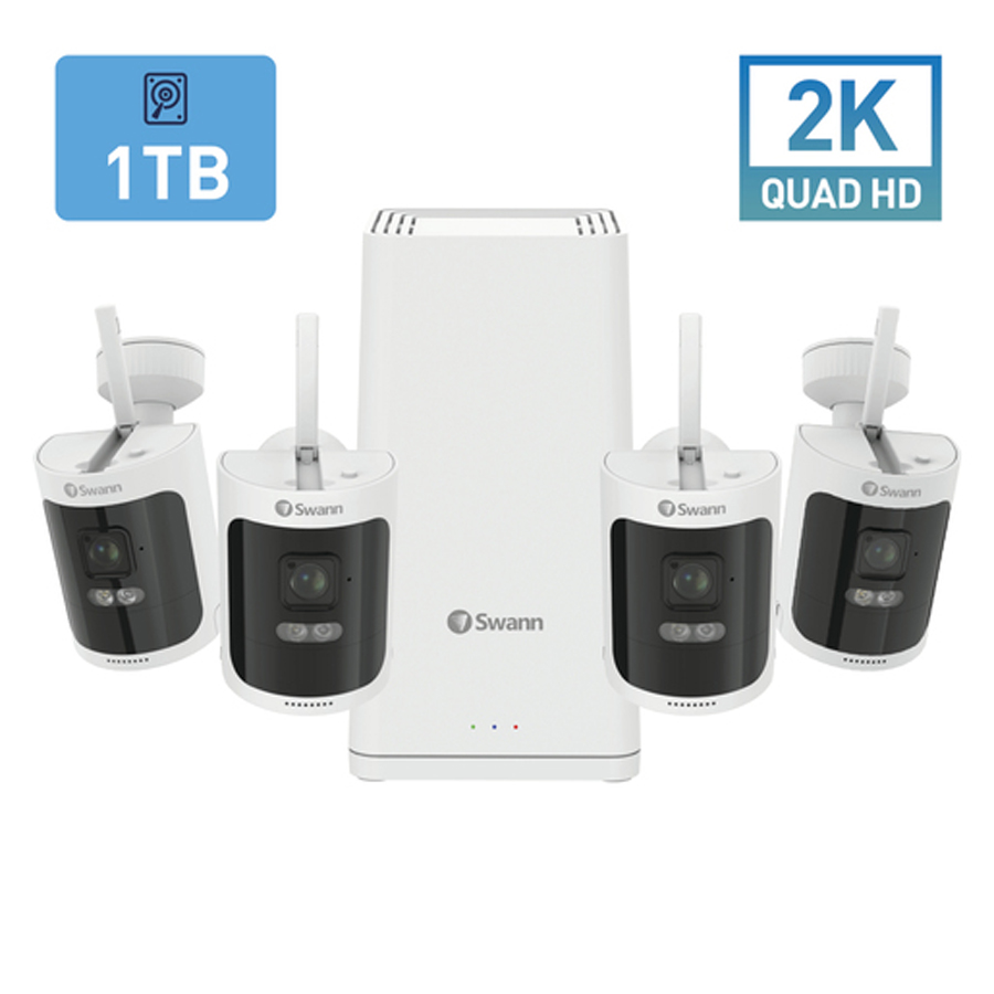 Swann 2K Wi-Fi NVR with 4x 2K Battery Powered Cameras 