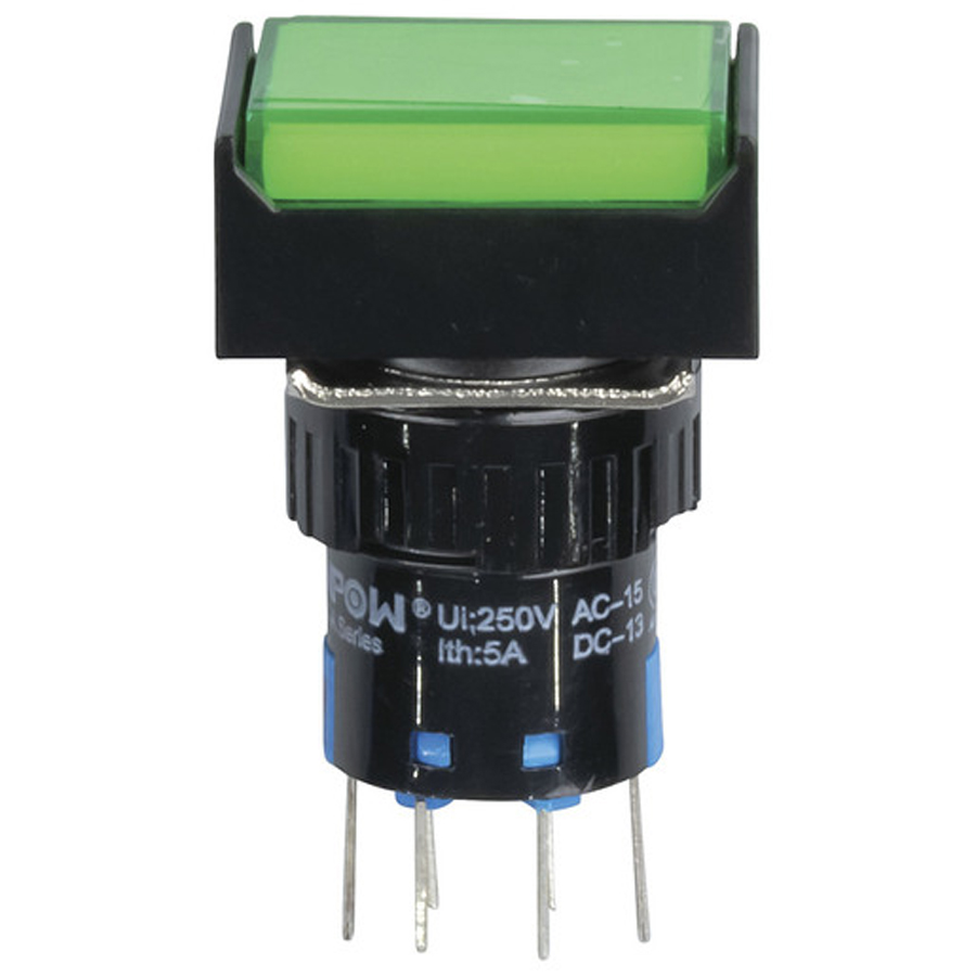 DPDT Illuminated Pushbutton IP65 Green 